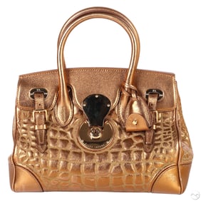 Ralph Lauren Ricky 27 Quilted Gold Leather Handbag