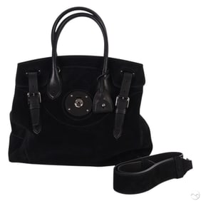 Ralph Lauren Ricky 33 Black Suede Leather Handbag