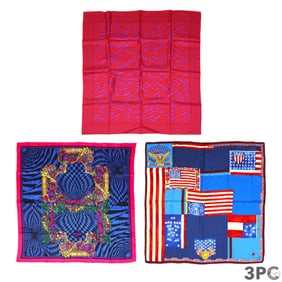 Versace Atelier Silk Hand Rolled Scarves 3pc LOT
