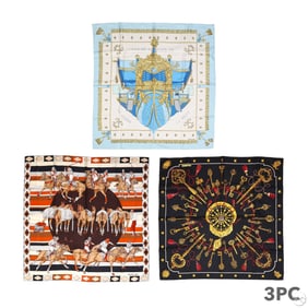 Hermes Carrose, Les Clefs & Ponies Silk Scarf LOT