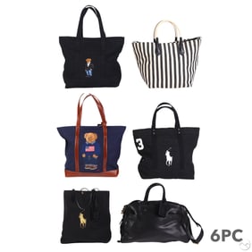 Ralph Lauren Leather Duffel Bag & Canvas Totes LOT
