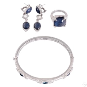 Judith Ripka Sterling Blue Hematite Jewelry Suite