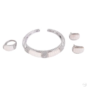 Judith Ripka Sterling Agate Bracelet Earrings Ring