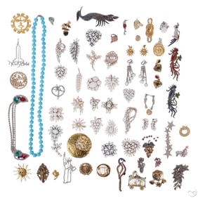 Vintage Rhinestone Costume Brooch Pins & More LOT