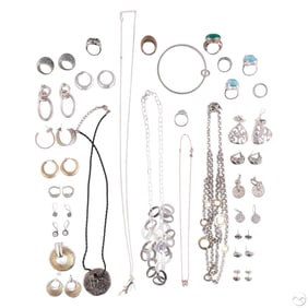 Sterling Silver Gemstone Ring Necklace & Earrings