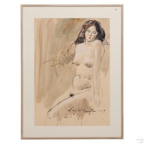 Lee Doo Shik 1947-2013 Nude Watercolor Painting