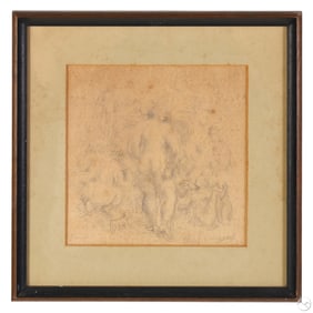 Philip Evergood 1901-1973 Nude Girls Study Drawing