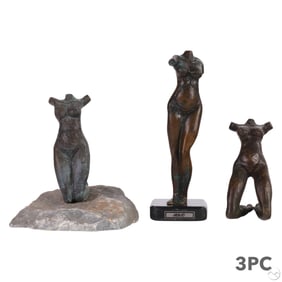 Lot of (3) Bronze Modernist Nude Female Sculptures