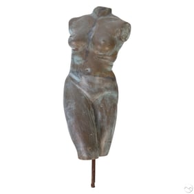 Cast Bronze Nude Female Figure Torso Art Sculpture
