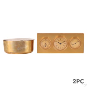 George Jensen Box and Armorial Barometer 2pc LOT