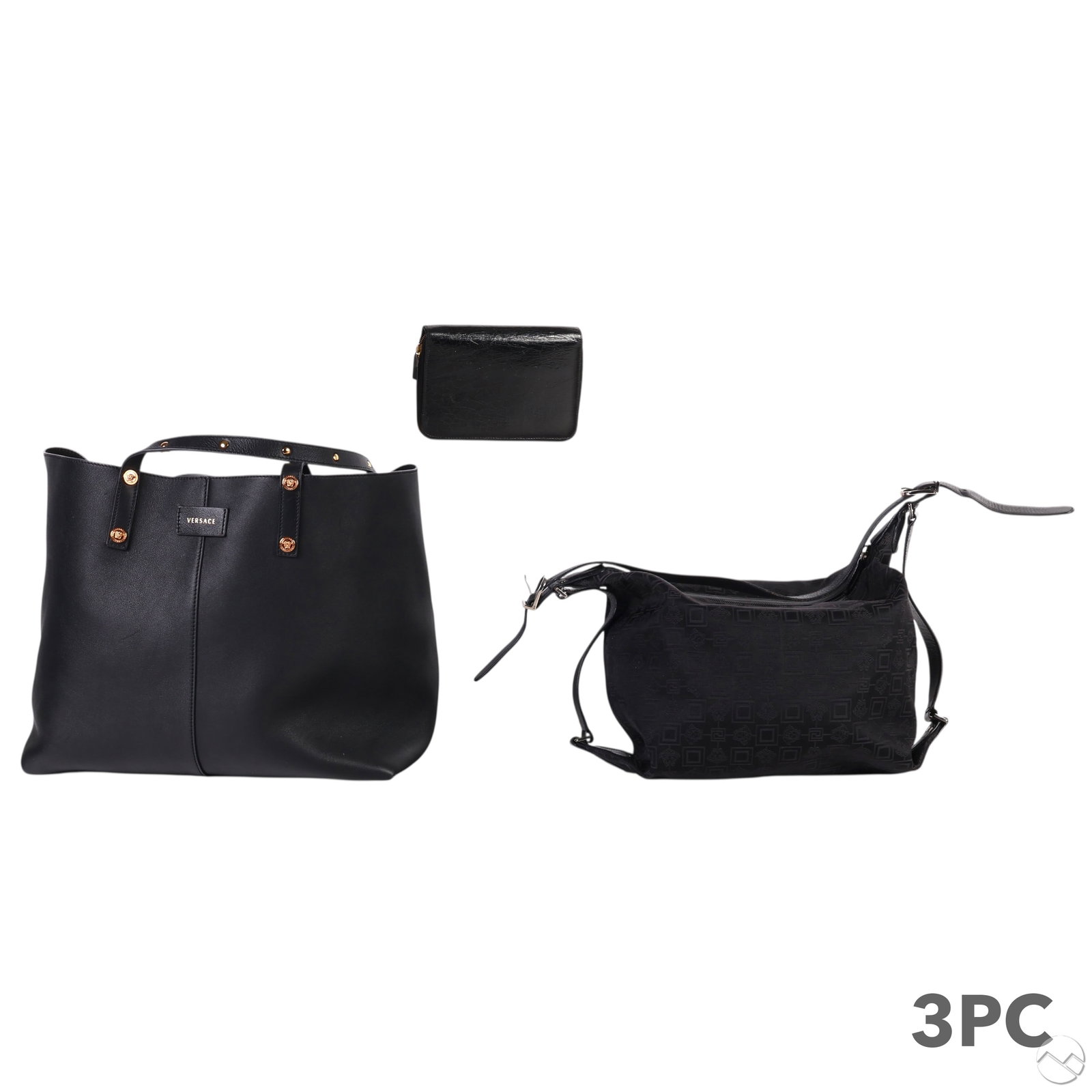 Versace Black Leather & Fabric Handbag Wallet LOT (1 of 7)