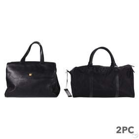 Versace Black Nylon Duffel Bag & Leather Purse LOT