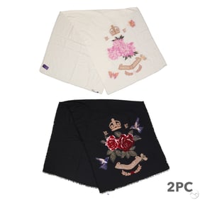 Ralph Lauren Purple Label Embroider Wool Scarf LOT