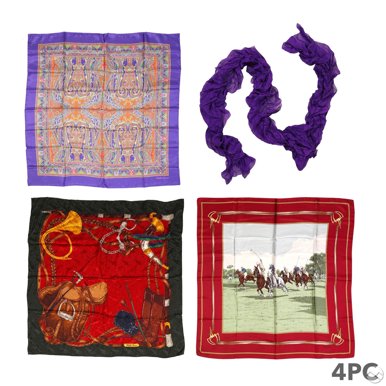 Ralph Lauren Designer Hand Rolled Silk Scarf LOT (1 of 9)