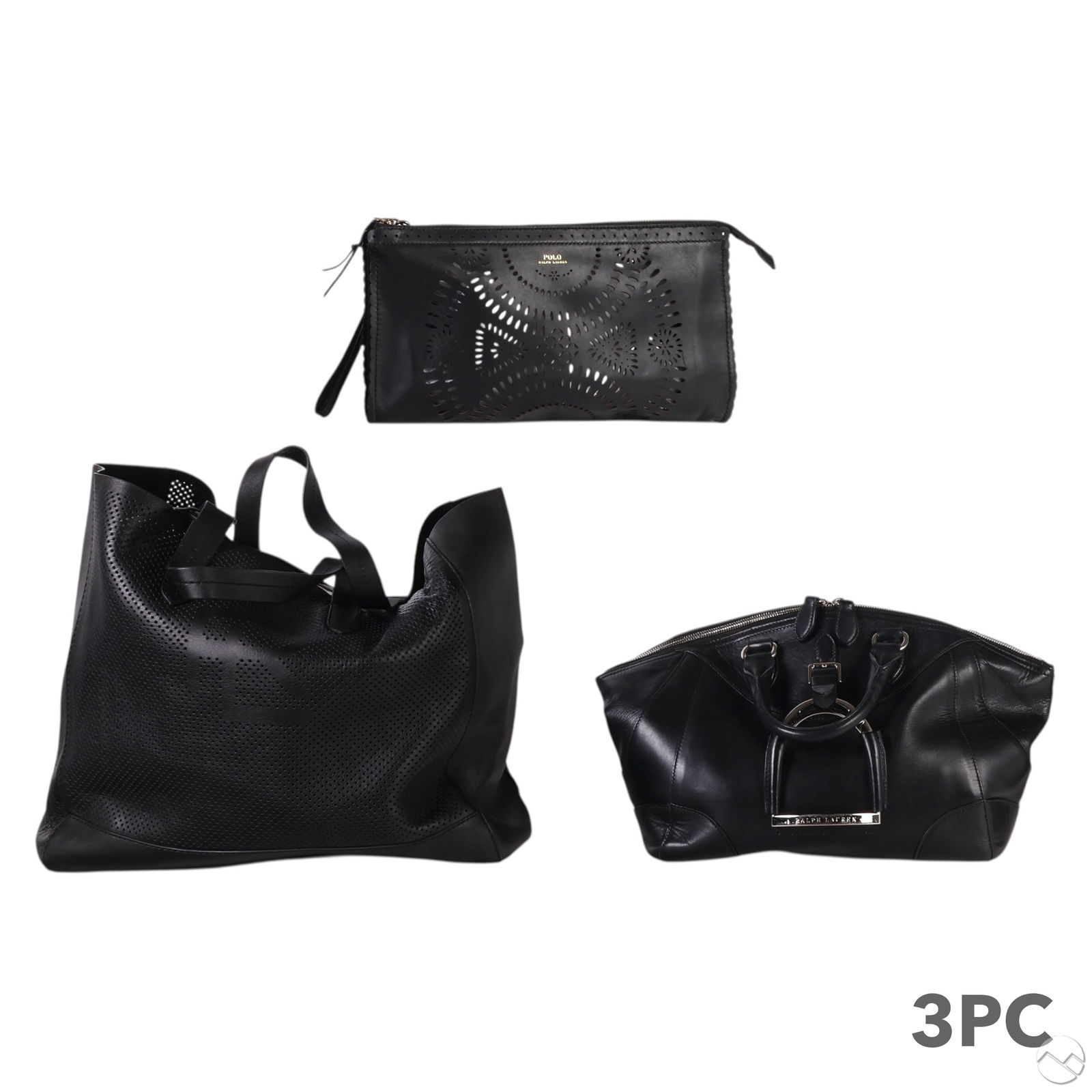 Ralph Lauren Black Leather Purse Clutch & Tote LOT (1 of 9)