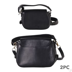 Ralph Lauren Polo Black Leather Crossbody Bag LOT
