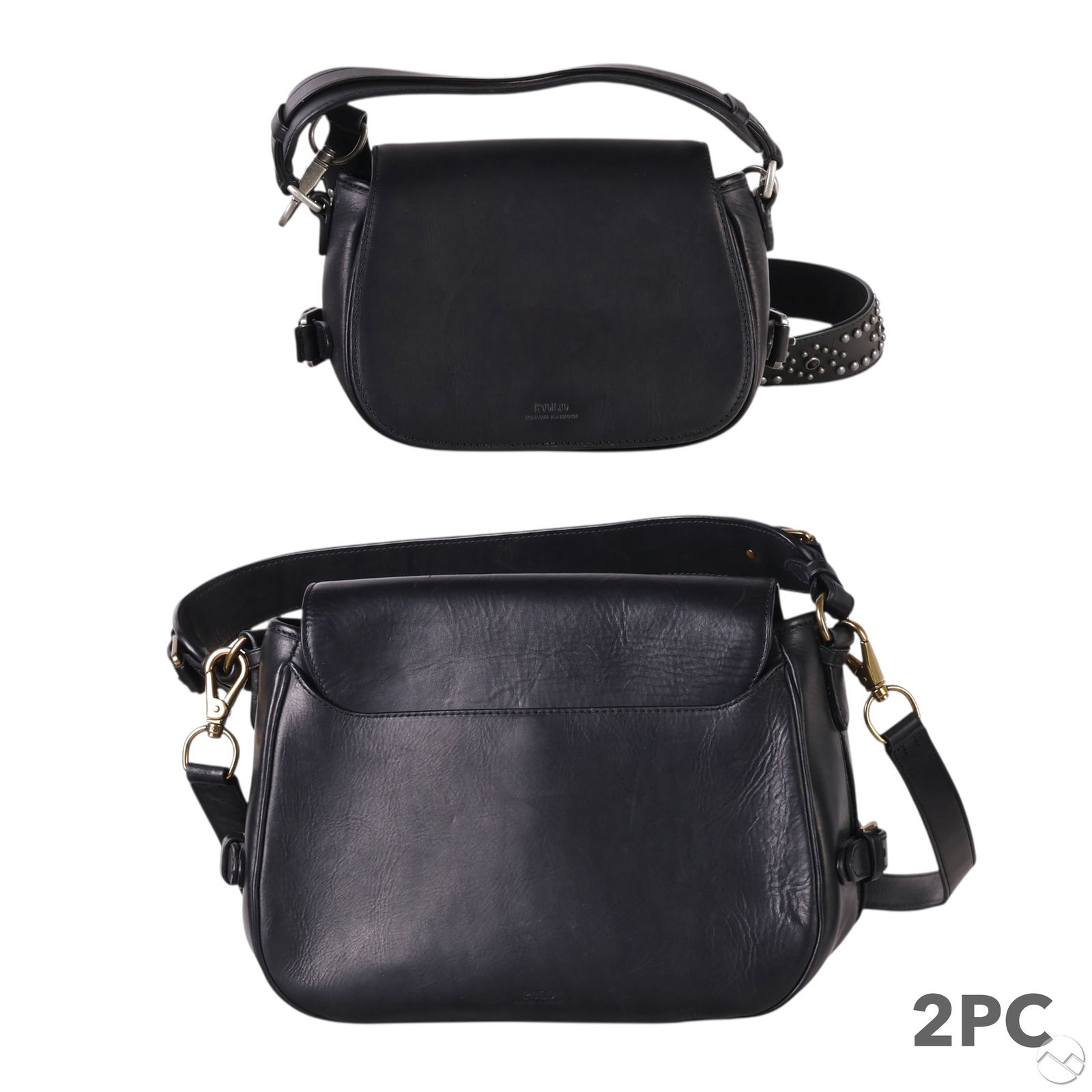 Ralph Lauren Polo Black Leather Crossbody Bag LOT (1 of 8)