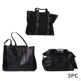 Ralph Lauren Black Leather Tote and Duffel Bag LOT
