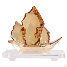 Swarovski Chinese Sailing Junk Boat Golden Ship
