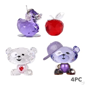 Swarovski Bo Bear Happy Duck & Big Apple Figurines