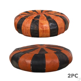 Moroccan Camel Leather Ottoman Seating Cushion 2pc