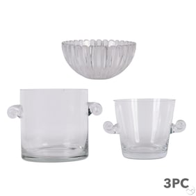 Tiffany & Co Crystal Bowl Bucket Vessels 3pc. LOT