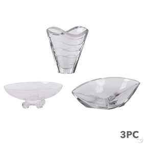 Baccarat and Steuben Glass Bowls and Vase 3pc LOT