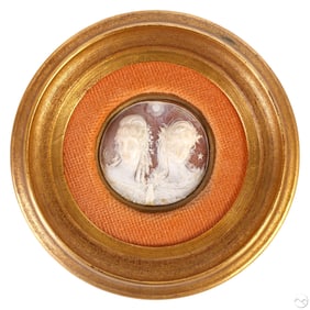 Antique 19C Hand Carved Shell Females Cameo Plaque