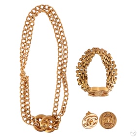 Chanel Designer Necklace Earrings and Bracelet LOT