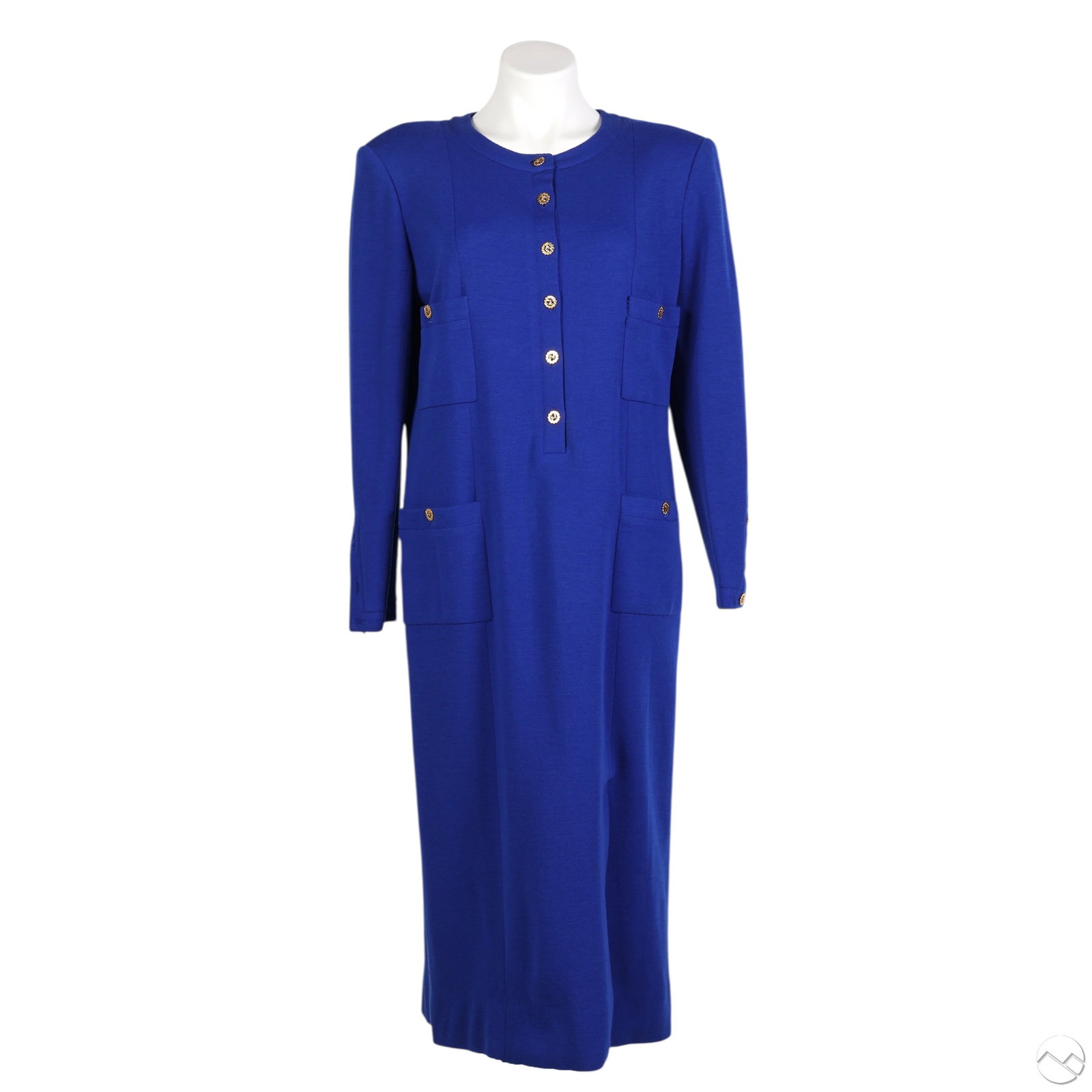 Chanel Boutique Luxury Blue Long Sleeve Coat Dress (1 of 8)