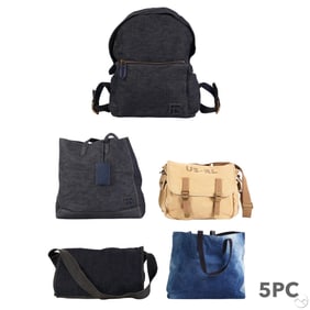 Ralph Lauren Denim Canvas Totes and Purses 5pc LOT