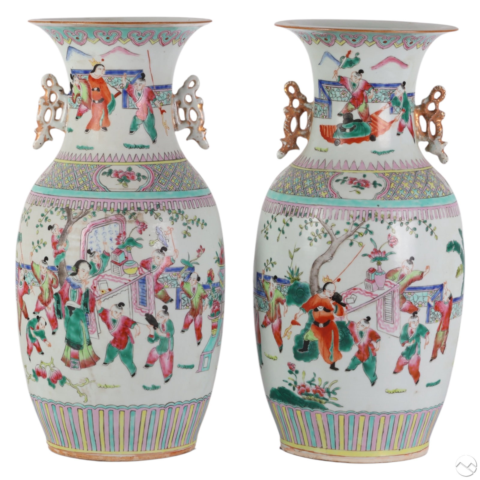 Chinese Export Pair Famille Rose Porcelain Vases (1 of 12)