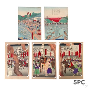 Japanese Woodblock Prints Yoshitora & MORE 5pc LOT
