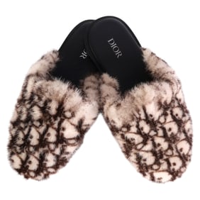 Christian Dior Mink Fur Monogram Slippers Size 36