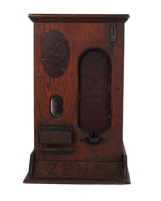 Early Zeno Wood 1 Cent Chewing Gum Vending Machine