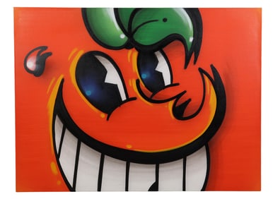 Atomik b.1981 Miami Orange Man Graffiti Painting