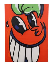 Atomik b.1981 Miami Orange Man Graffiti Painting