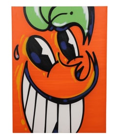 Atomik b.1981 Miami Orange Man Graffiti Painting