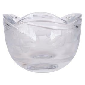 Faberge SIGNED Crystal LE Equestrian Bowl with Box