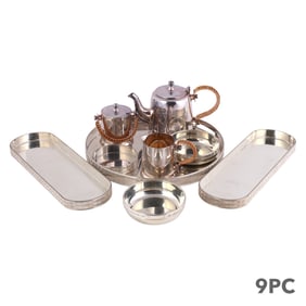 Ralph Lauren Home Silverplate Tea Set & Trays LOT