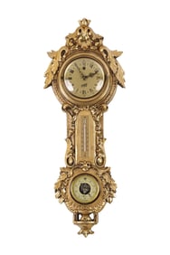 Thermometer & Barometer French Style Banjo Clock