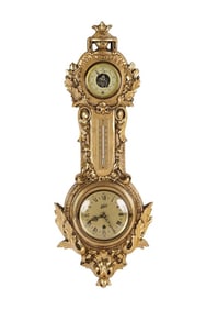 Thermometer & Barometer French Style Banjo Clock