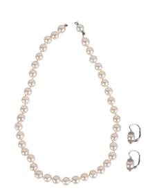 Saltwater Cultured Pearl 18K Necklace & Earrings