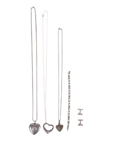 Tiffany Sterling Heart Pendant Necklace Cufflinks