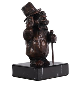 Joffa Kerr b.1935 Bronze Bear w/ Top Hat Sculpture
