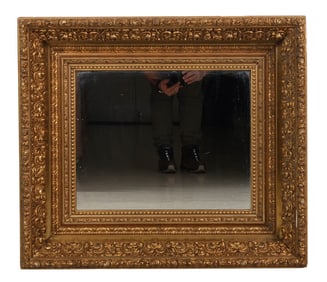 Antique Giltwood & Gesso Wall Mirror Scroll Frame
