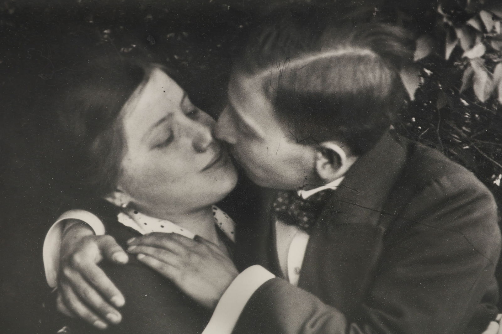 Andre Kertesz 1894-1985 Lovers 1915 Photograph: Andre Kertesz (French, 1894-1985), "Lovers, Budapest," 1915, printed later. Gelatin silver print capturing an intimate moment between a couple embracing. The verso bears the artists estate stamp numbe