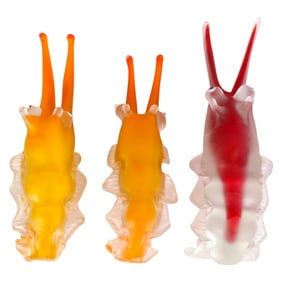 3 x Art Glass Shrimp Cuttlefish Sculptures SIGNED