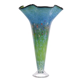 Murano Art Glass Millefiori Trumpet Vase SIGNED