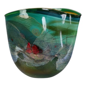 Chris Hawthorne b1953 Studio Art Glass Vase SIGNED